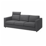 VIMLE cover for 3-seat sofa, with headrest/Hallarp grey, 241 cm