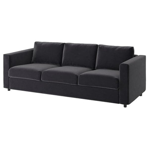 VIMLE - 3-seater sofa cover, Djuparp dark grey ,