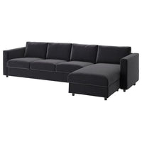 VIMLE - Cover for 4-seater sofa with chaise-longue/Djuparp dark grey , - best price from Maltashopper.com 59433582