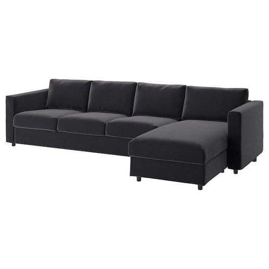 Ikea VIMLE - Cover for 4-seater sofa with chaise-longue/Djuparp dark grey ,