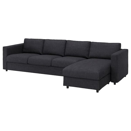 VIMLE - Cover for 4-seater sofa with chaise-longue/Hillared anthracite ,