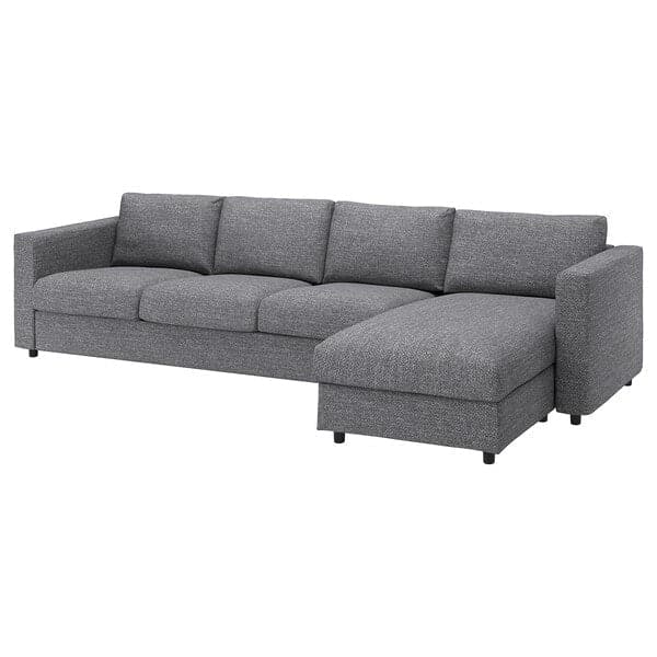 VIMLE - 4-seater sofa cover, with chaise-longue/Lejde grey/black , - best price from Maltashopper.com 79434415