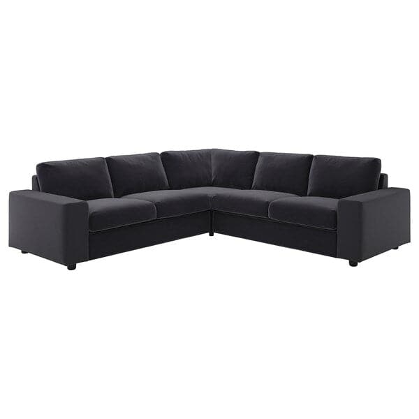 Ikea VIMLE - Cover for corner sofa, 4 seater, with wide armrests/Djuparp dark grey ,