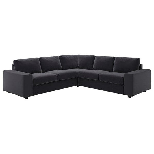 Ikea VIMLE - Cover for corner sofa, 4 seater, with wide armrests/Djuparp dark grey ,