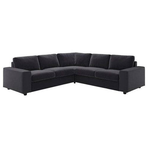 VIMLE - Cover for corner sofa, 4 seater, with wide armrests/Djuparp dark grey ,