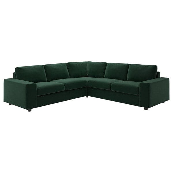 Ikea VIMLE - Cover for corner sofa, 4-seater, with wide armrests/Djuparp dark green ,