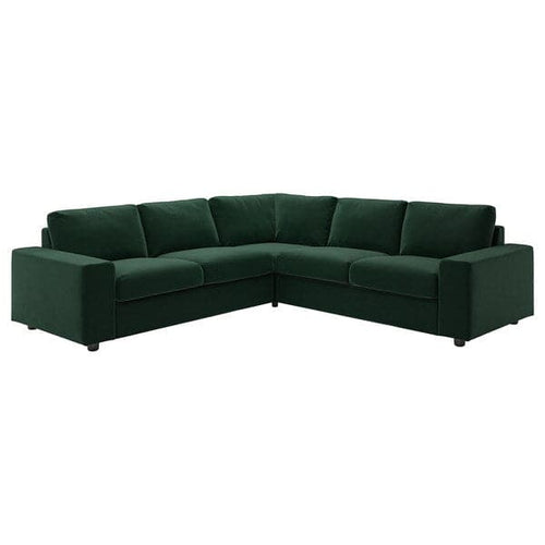 VIMLE - Cover for corner sofa, 4-seater, with wide armrests/Djuparp dark green ,