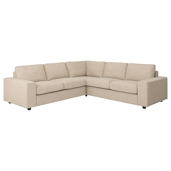 VIMLE - Corner sofa cover, 4 seater, with wide armrests/Hillared beige , - best price from Maltashopper.com 69436721