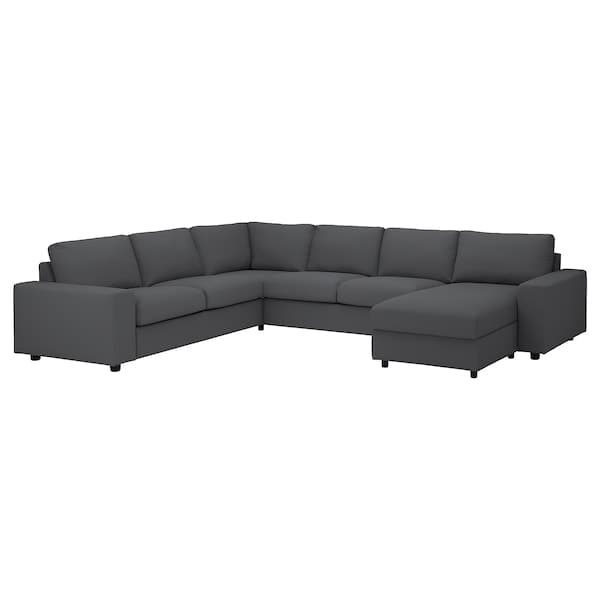 VIMLE Cover for corner sofa, 5-seater, with chaise longue with wide armrests / Hallarp gray , - best price from Maltashopper.com 59424262