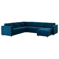 VIMLE - Sofa cover for 5-seater corner sofa with chaise-longue/Djuparp green-blue , - best price from Maltashopper.com 79434156