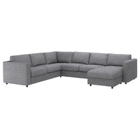 VIMLE - Corner sofa cover, 5-seater, with chaise-longue/Lejde grey/black , - best price from Maltashopper.com 19434461