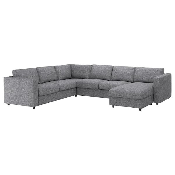 Ikea VIMLE - Corner sofa cover, 5-seater, with chaise-longue/Lejde grey/black ,
