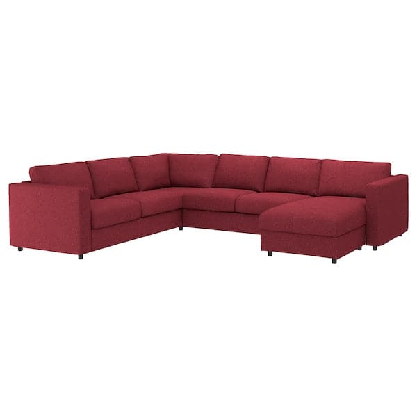 VIMLE - Cover for corner sofa, 5 seater, with chaise-longue/Lejde red/brown , - best price from Maltashopper.com 99434462