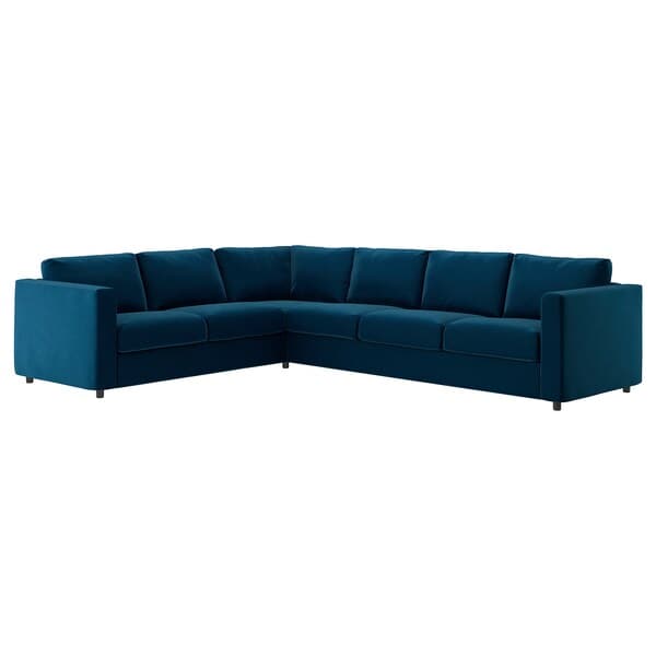 VIMLE - Corner sofa cover, 5 seater, Djuparp green-blue , - best price from Maltashopper.com 69434152