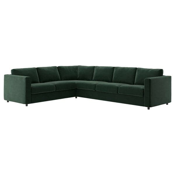 Ikea VIMLE - Corner sofa cover, 5 seater, Djuparp dark green ,