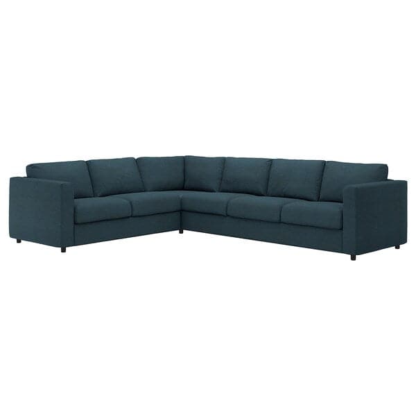 VIMLE - Corner sofa cover, 5 seater, Hillared dark blue , - best price from Maltashopper.com 69434326