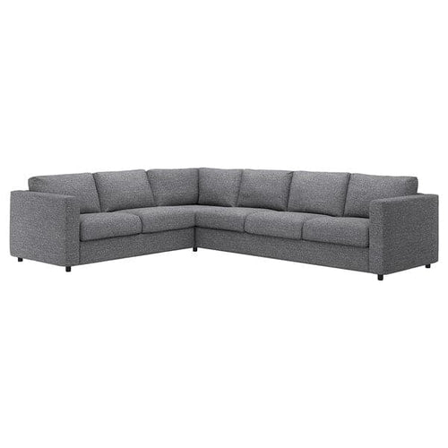 VIMLE - Corner sofa cover, 5 seater, Lejde grey/black ,