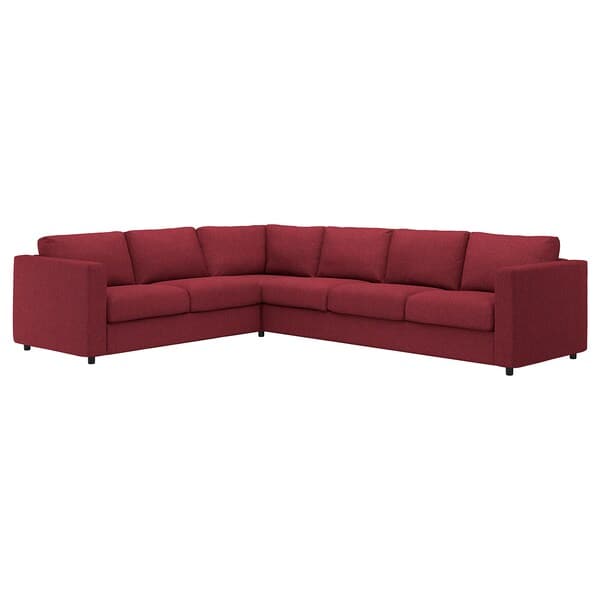 VIMLE - Corner sofa cover, 5 seater, Lejde red/brown , - best price from Maltashopper.com 79434463
