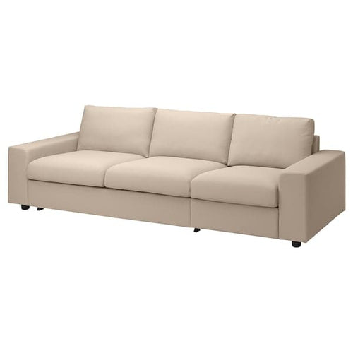 VIMLE - Cover for 3-seater sofa bed, with wide armrests/Hallarp beige ,