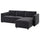 VIMLE - Cover for 3-seater sofa bed, with chaise-longue/Djuparp dark grey ,