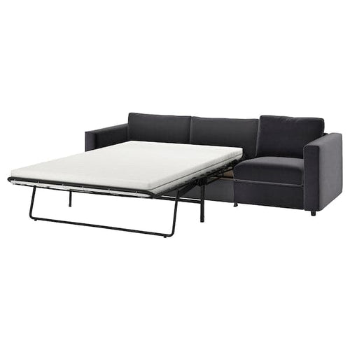 VIMLE - Cover for 3-seater sofa bed, Djuparp dark grey ,