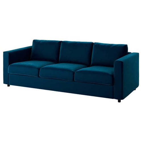 VIMLE - Cover for 3-seater sofa bed, Djuparp green-blue ,