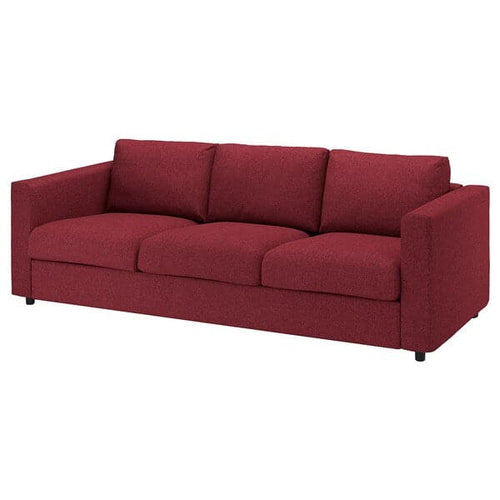 VIMLE - Cover for 3-seater sofa bed, Lejde red/brown ,