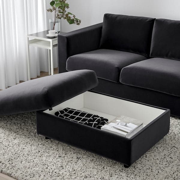 Ikea VIMLE - Footstool with storage, Djuparp dark grey ,