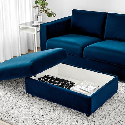 VIMLE - Footstool with storage, Djuparp green-blue , - best price from Maltashopper.com 69433586