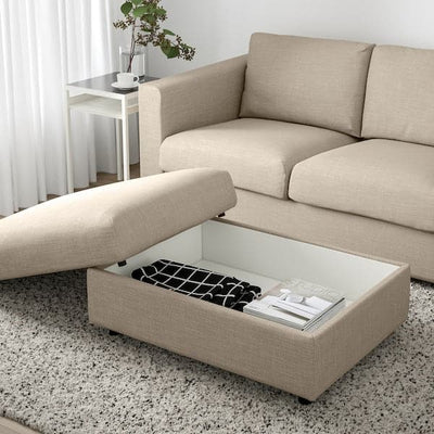 VIMLE - Footstool with storage, Hillared beige , - best price from Maltashopper.com 89434293
