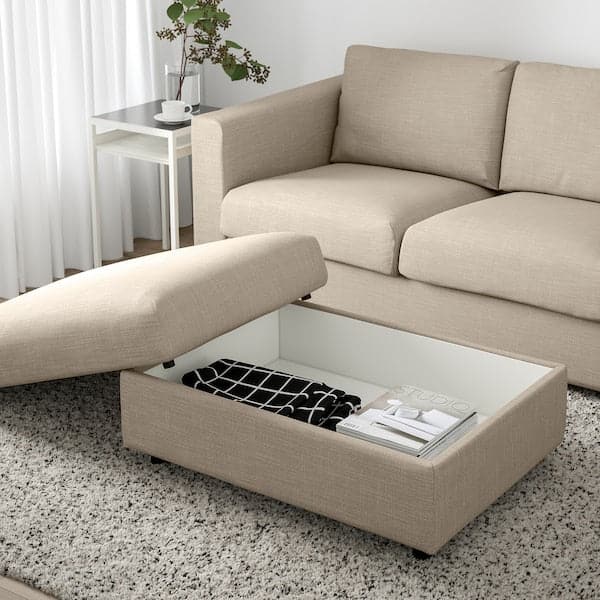 Ikea VIMLE - Footstool with storage, Hillared beige ,