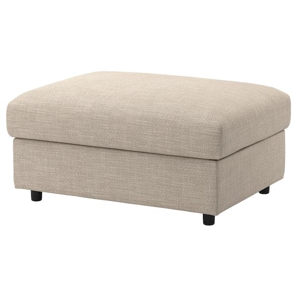 VIMLE - Footstool with storage, Hillared beige ,