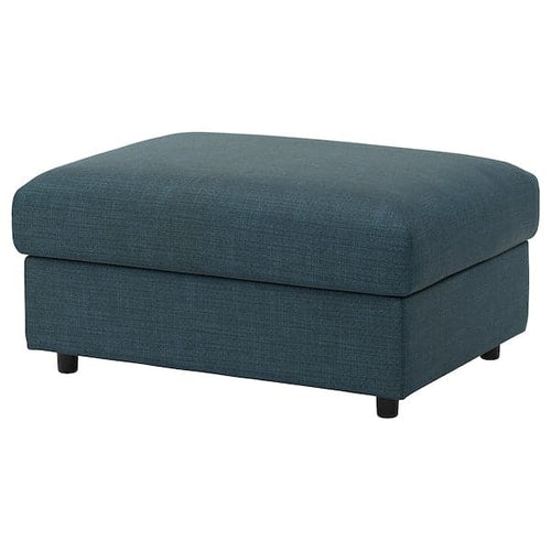 VIMLE - Footstool with storage, Hillared dark blue ,