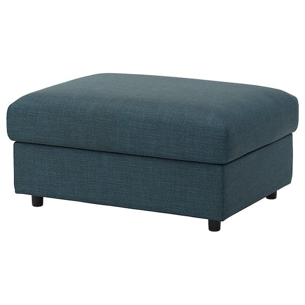 VIMLE - Footstool with storage, Hillared dark blue ,