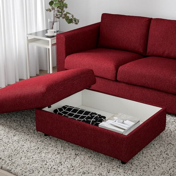 Ikea VIMLE - Footstool with storage, Lejde red/brown ,