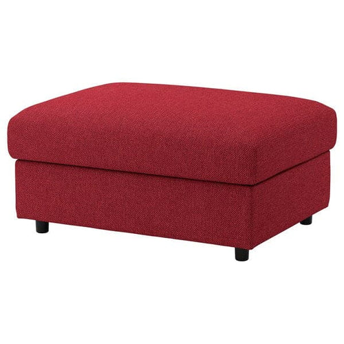 VIMLE - Footstool with storage, Lejde red/brown ,
