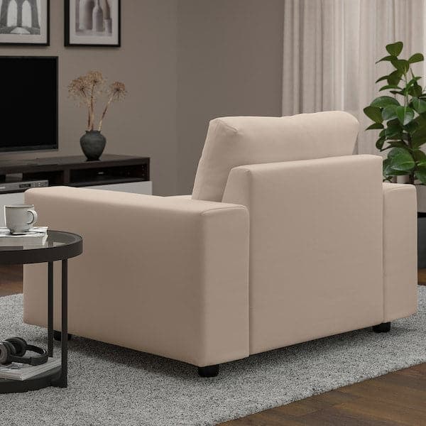 VIMLE - Armchair, with wide armrests/Hallarp beige , - best price from Maltashopper.com 09477187
