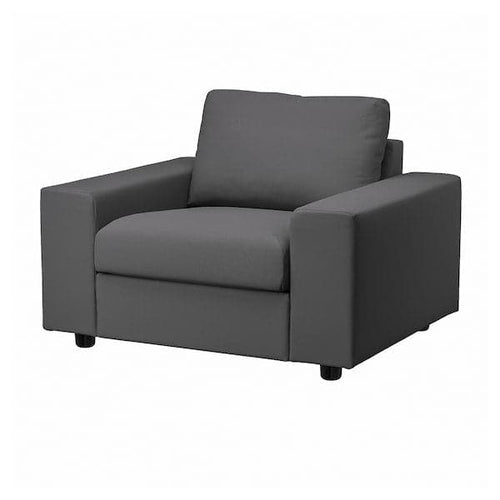 VIMLE - Armchair, with wide armrests/Hallarp grey ,