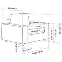 VIMLE - Armchair, with wide armrests/Hallarp grey , - best price from Maltashopper.com 29477191