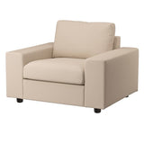 VIMLE armchair, with wide armrests/Hillared beige, 115x83x98 cm