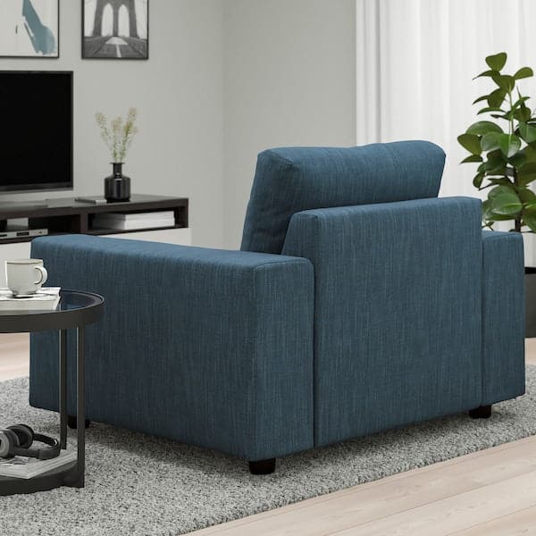 Ikea VIMLE - Armchair, with wide armrests/Hillared dark blue ,