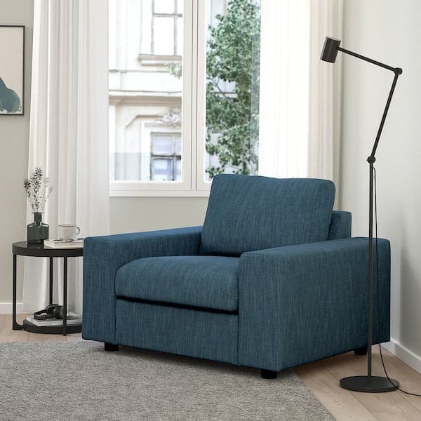 Ikea VIMLE - Armchair, with wide armrests/Hillared dark blue ,