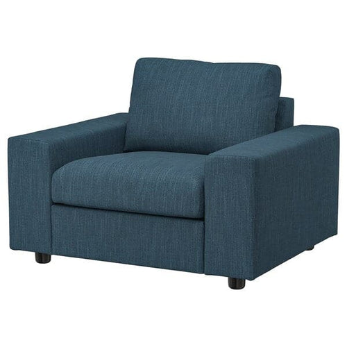 VIMLE - Armchair, with wide armrests/Hillared dark blue ,