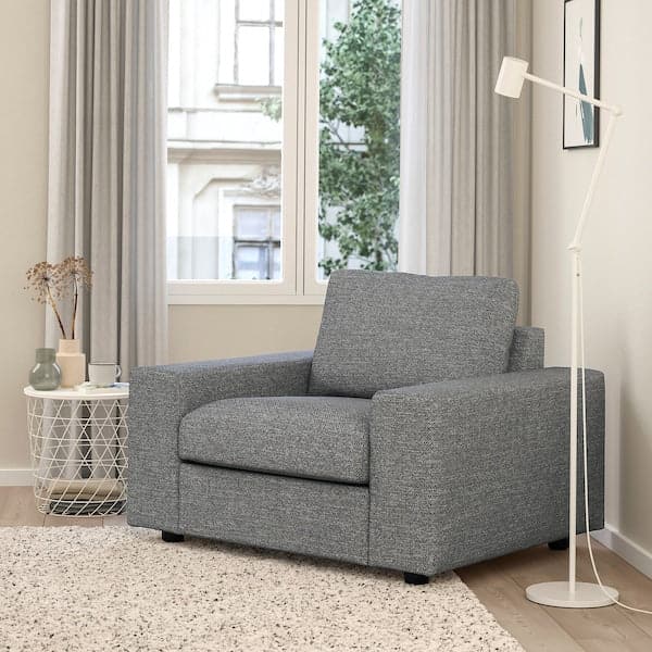 Ikea VIMLE - Armchair, with wide armrests/Lejde grey/black ,