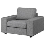 VIMLE armchair, with wide armrests/Lejde grey/black, 115x83x98 cm