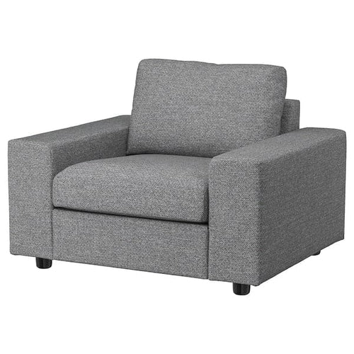 VIMLE - Armchair, with wide armrests/Lejde grey/black ,