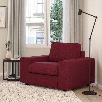 VIMLE - Armchair, with wide armrests/Lejde red/brown , - best price from Maltashopper.com 89476872