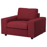 VIMLE armchair, with wide armrests/Lejde red/brown, 115x83x98 cm