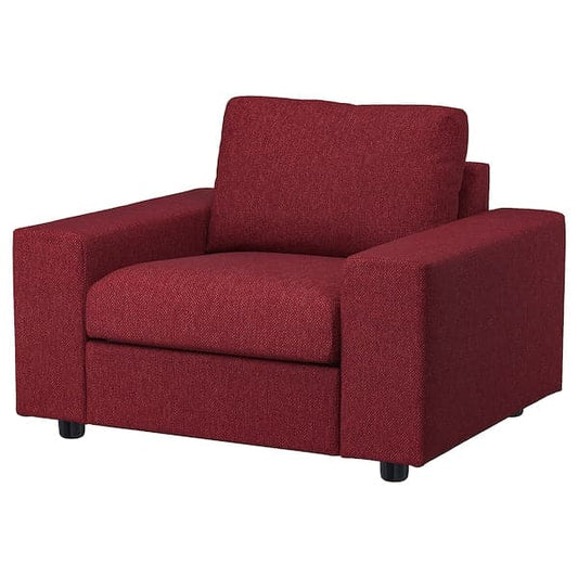 VIMLE - Armchair, with wide armrests/Lejde red/brown , - best price from Maltashopper.com 89476872
