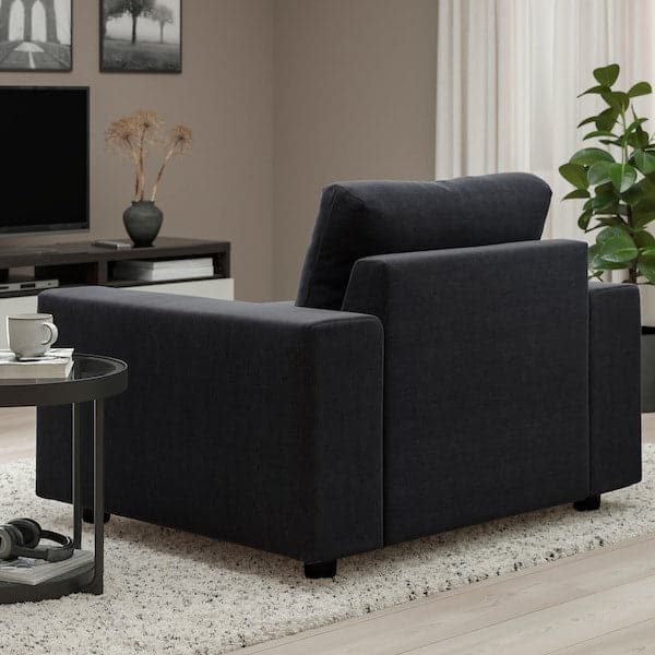 VIMLE Armchair - with wide armrests/Saxemara blue-black , - best price from Maltashopper.com 39477195